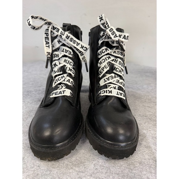 torrid Shoes - Torrid Black Combat Boots, Wide Printed Laces Women's Size 10